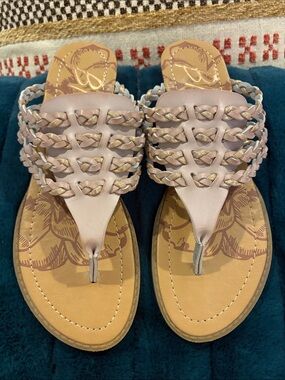 Blowfish Blush Braided Thong Sandals with Metallic Weave